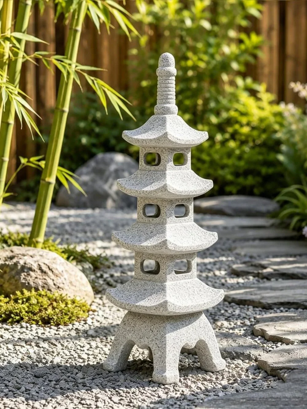 15.7-Inch Solar Pagoda Garden Statue | Weatherproof Zen Decor for Patio & Yard